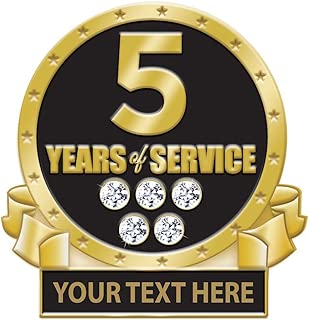 5 Years of Service Pin, 5 Years Award Pin with Rhinestones, Engraving Included Prime - coolthings.us