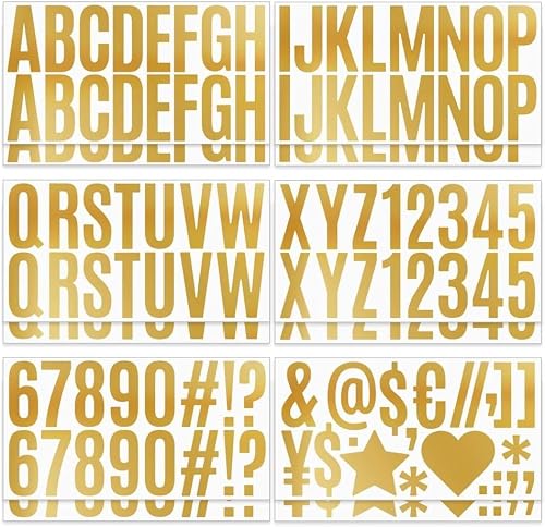 Craft DIY Gold Vinyl Letter Number Self Adhesive Stickers 6 sheets-Set of 2