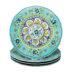 Le Cadeaux Melamine 11 inch Dinner Plate Set of 4, Madrid Turquoise