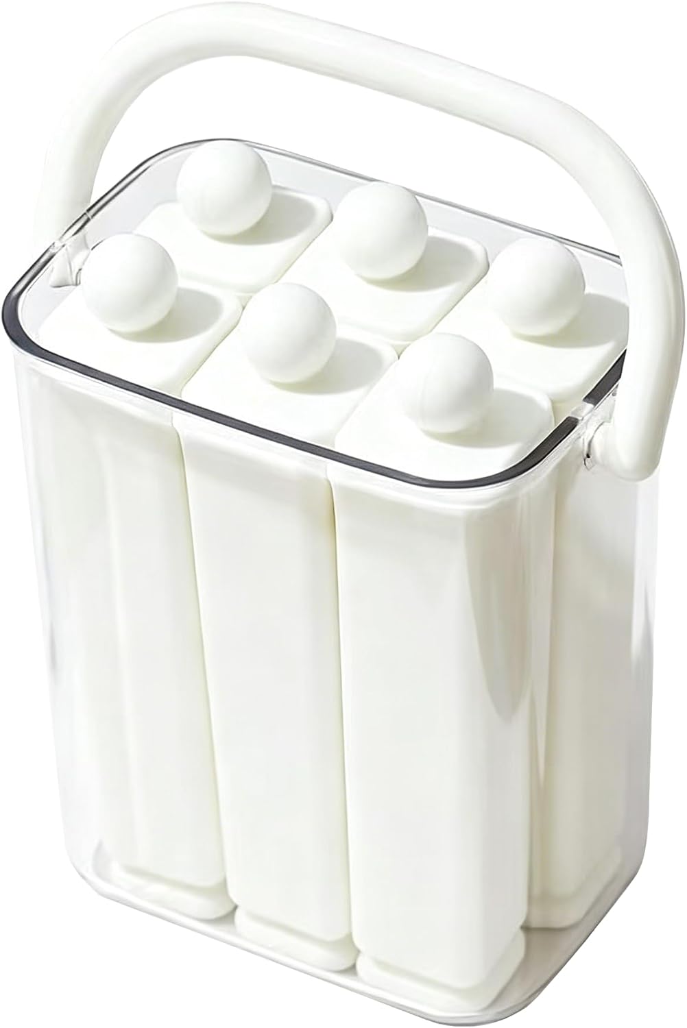 Silicone Ice Pop Mold Set, 6 Independent Ice Stick Containers, Leakproof Easy Release Ice Making Tray With Box, For Homemade Ice Creams Cocktails Cold Drinks (Creamy White)