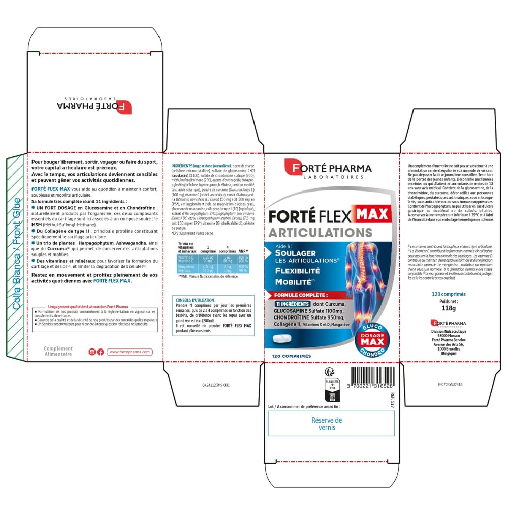 Forté Pharma Complément articulation Forté Flex Max x4 4 pots 80 jours Maxi