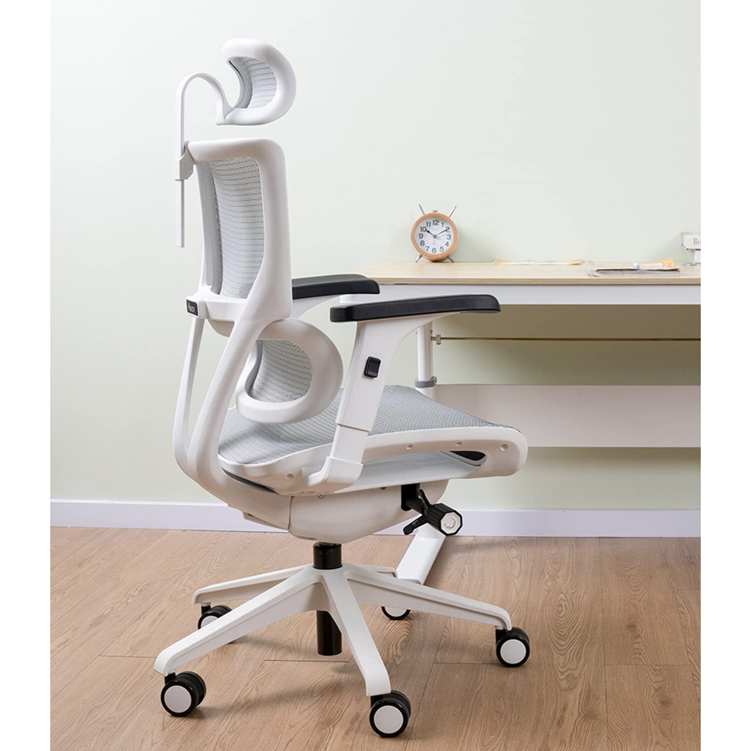 Ergonomiczne, oddychające krzesło biurowe z siatką z regulowanym podłokietnikiem, wysokość nachylenia, obrotowe i podparcie lędźwiowe, do gier komputerowych i nauki, wygodne krzesło biurkowe do
