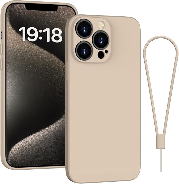 Andwing For iPhone 15 Pro Case Silicone Case Soft Ultra Phone Case Slim Protective Shockproof Cover Scratch-Resistant Microfiber Lining, 6.1" Khaki