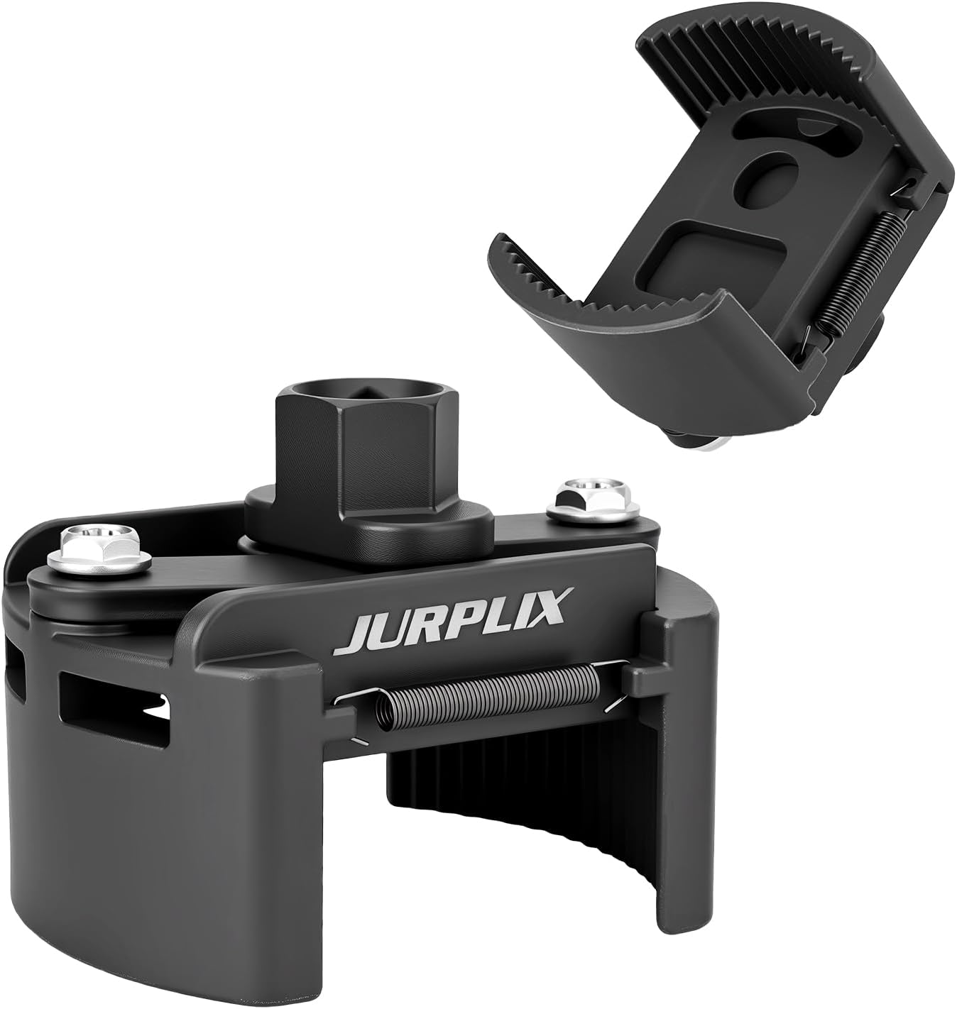 2PCS Universal Adjustable Oil Filter Wrench 60-80 mm & 80-105 mm, Oil Filter Removal Tool with Auto-Clamp Spring, 1/2" Drive Cap Wrench Set with Non-Slip Jaws, Fits Small to Heavy Duty Spin-on Filters