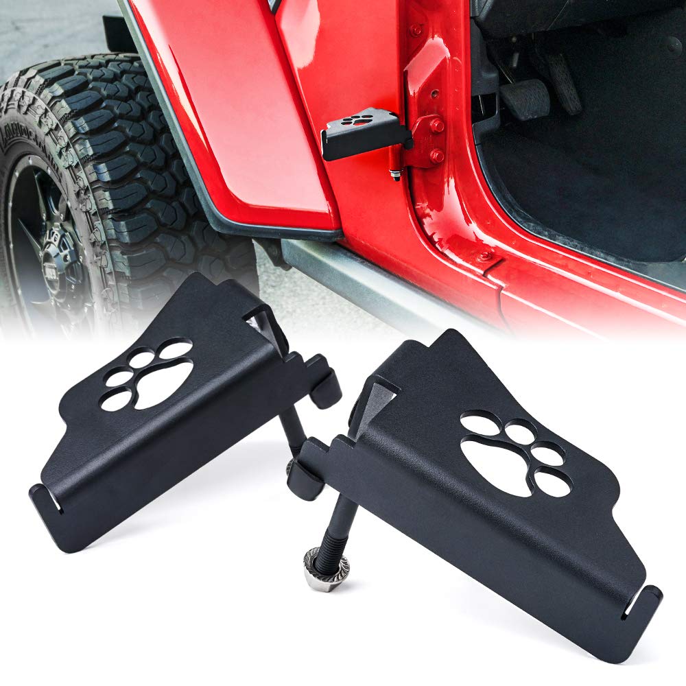 Xprite Foot Pegs Compatible with 2018-2024 Jeep Wrangler JL JLU & 2020+ Gladiator JT, Metal Steel Front Exterior Door Hinge Rest Pedals with Dog Paw -