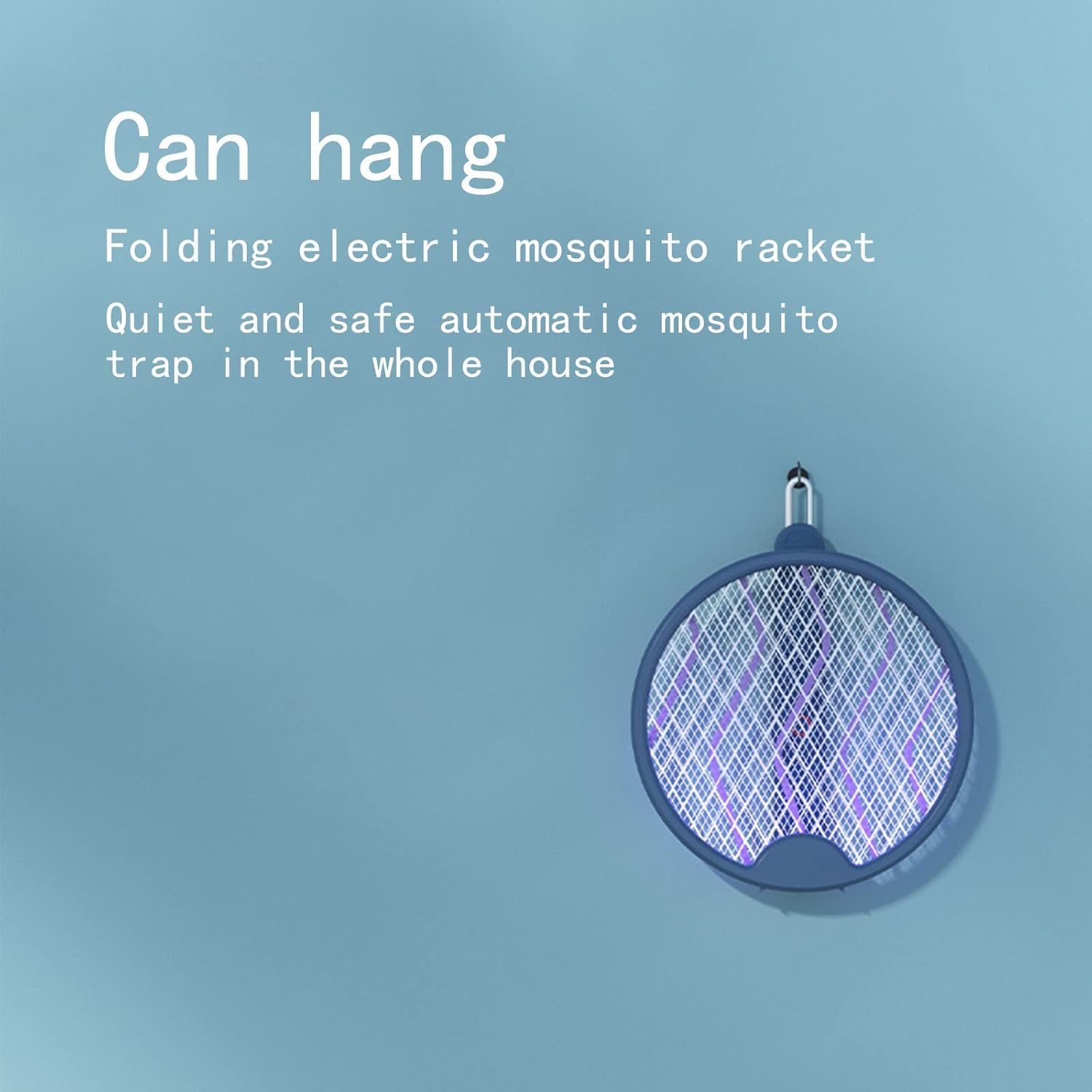 3 in 1 Smart Bug Zapper Mosca Elettrica Zanzara K-iller Pieghevole Ricaricabile B-UG K-iller Racchetta Adatto per Viaggi E Casa al Chiuso con Trappola Luminosa, Blue