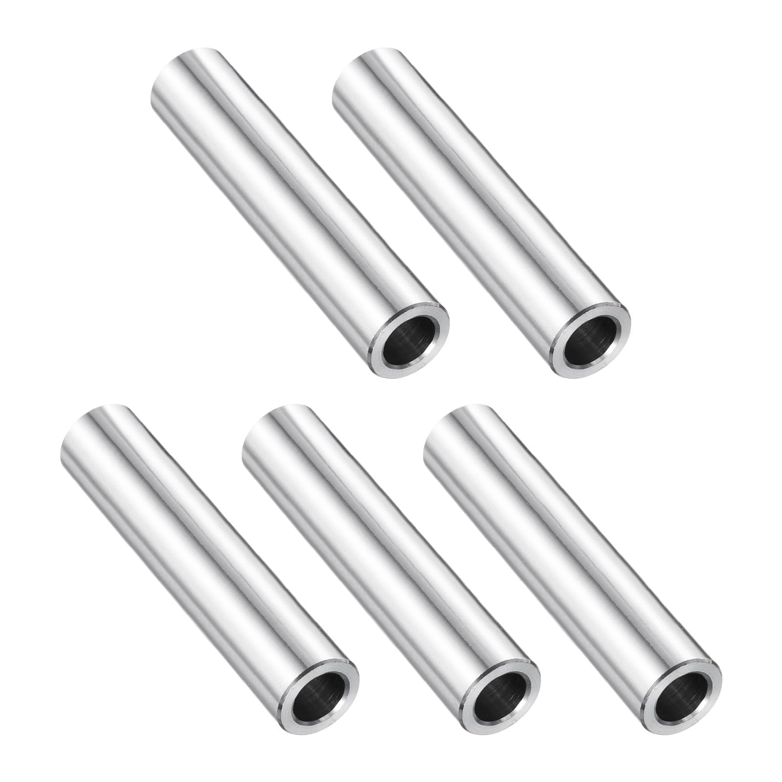 uxcell 5 Pcs Stainless Steel Spacer 5/16" Bore x 1/2" OD x 2" Length Screw Bushing Plain Finish Round Metal Spacer for 5/16" Screws Bolts and Rods