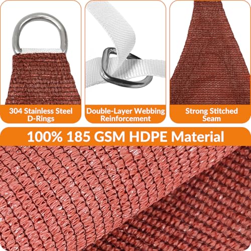 Image of KANAGAWA 15'X21' Sun Shade Sail Rust Red Curved Square Customizable