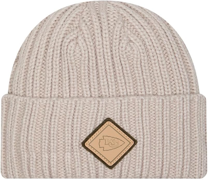 New Era Men's Light Beige NFL Logo Applique Cuffed Knit Hat