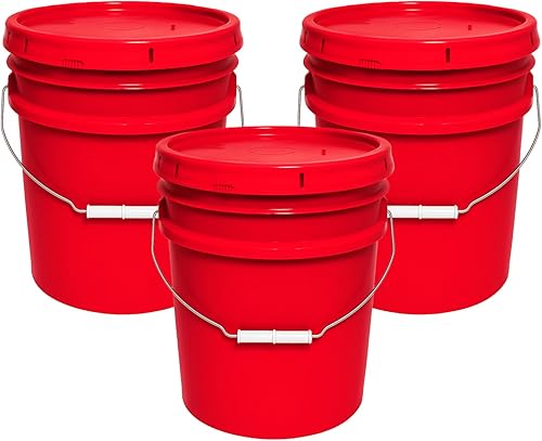 Vista 28 de Balde de 5 galones y tapa - Cubo resistente de 90 mil para todo uso - Fabricado en los Estados Unidos - Grado alimenticio - Plástico sin BPA - Rojo