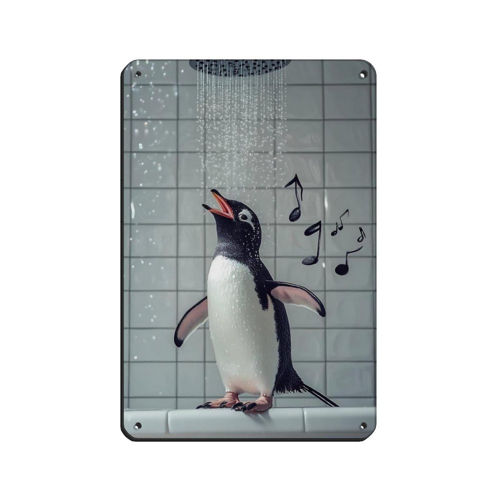 Lxwnze 20L X 30W Cm Singing Penguin, Fun Bathroom Decor Tin Sign Vintage Metal Pub Club Cafe Bar Home Wall Art Decoration Poster Retro 8X12inch(20X30cm)