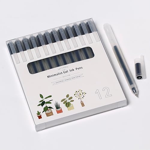 Miniatura 9 de OBE WISEUS Bolígrafos de gel negros de punta media, escritura suave de 0.015 in de punta extra fina para suministros de papelería de oficina,