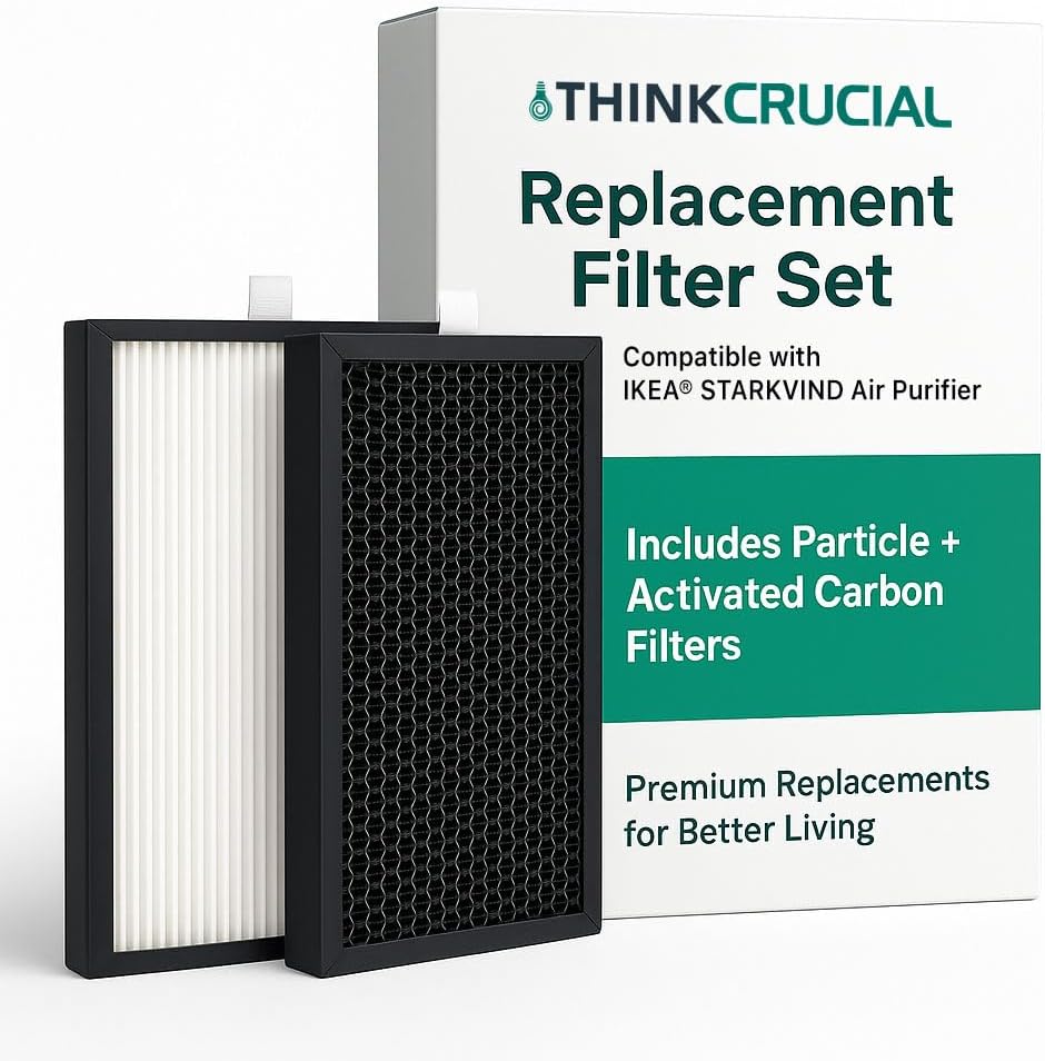 Think Crucial Replacement Filter Set – Compatible with IKEA® STARKVIND Air Purifier (Replaces Article #30461943 & #80488129) – 2-in-1 Particle & Carbon Layer Filters