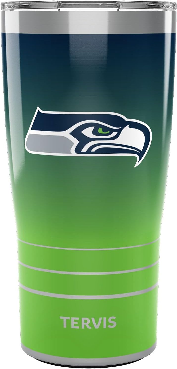 Tervis Traveler NFL Seattle Seahawks - Ombre Triple Insulated Tumbler Travel Cup Keeps Drinks Cold & Hot, 20oz, Stainless Steel