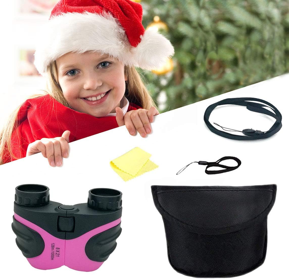 JRD&BS WINL Binoculars Toys for Children,Birthday Gifts for 4-9 Old Year Girls for Outdoor Play,5-12 Old Year Girls Boys Presents,Best Gift for Kids,Learning (Pink)