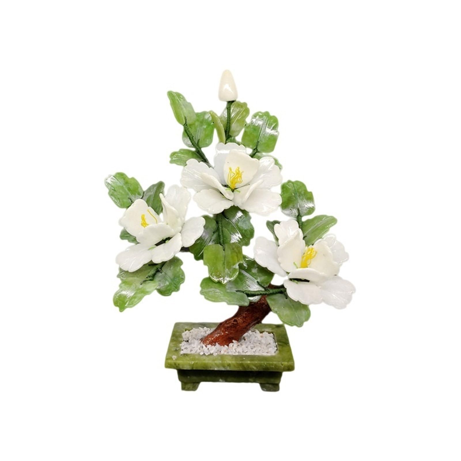 DFGHNBVC Artificial Plants Artificial Bonsai,Jade White Peony Flower Jade Decorative Potted Plant Chinese Bonsai Ornament Simulation Tree,