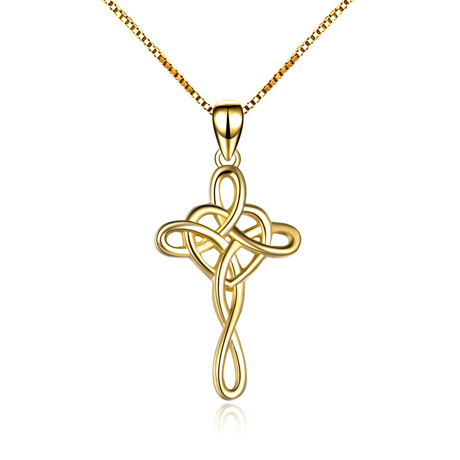 VONALA Kreuz Halskette Sterling Silber Keltischer Knoten Herz Kette Anhänger Schmuck für Frauen