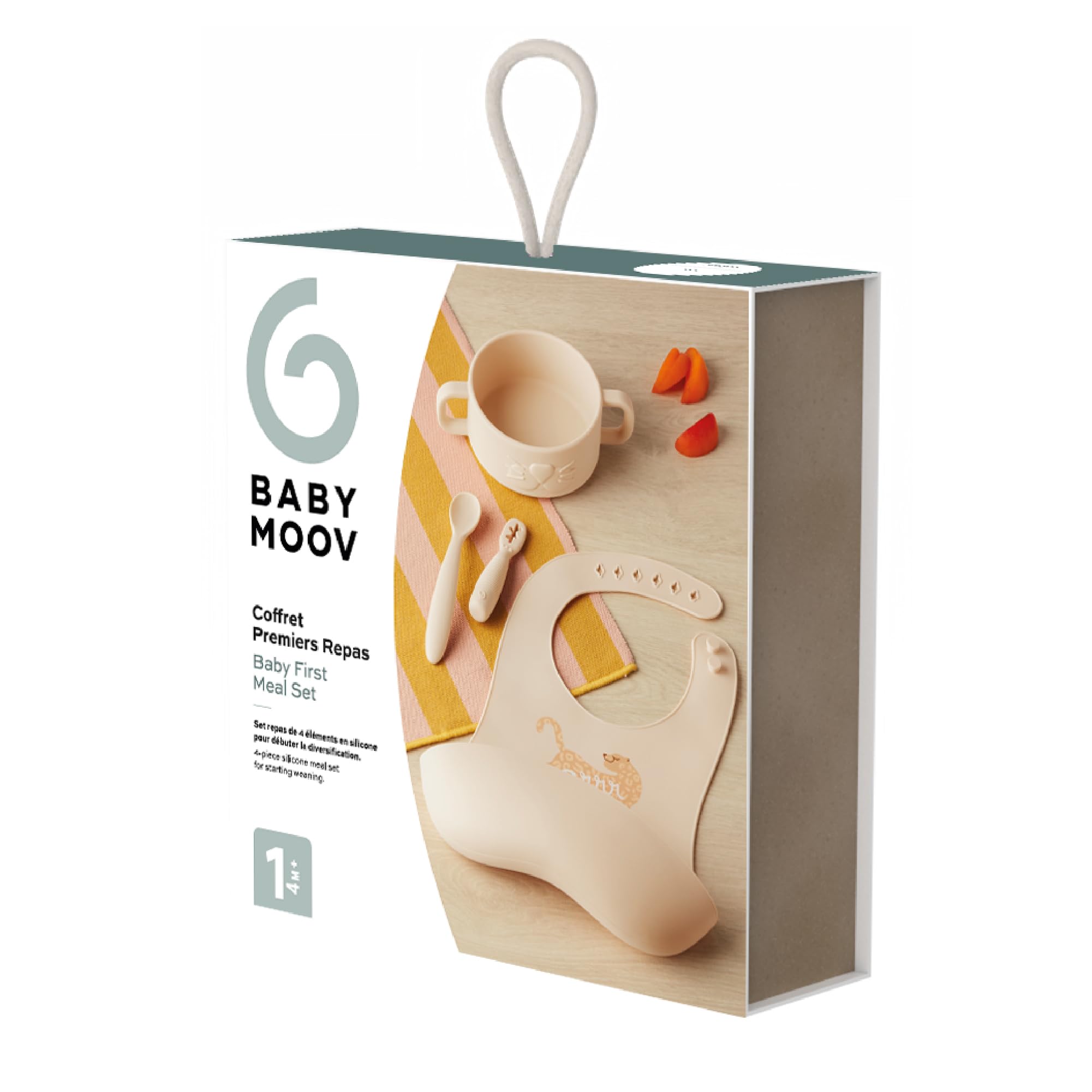 Babymoov Coffret Premiers Repas Bébé en Silicone avec Bol, 2 Cuillères 1er âge, Bavoir Récupérateur – Vaisselle Bébé pour Diversification Alimentaire - Développé avec Ergothérapeute, Mini Roar
