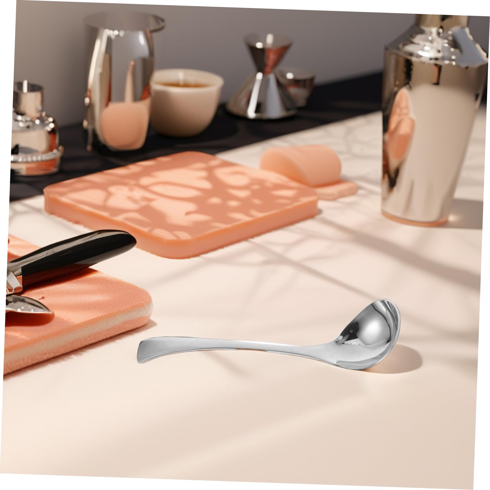Cabilock 2piezas Cuchara Sopera de Acero Inoxidable Pequeña para Salsas y Sopas para Usar Mesa y Cocina Mango Cucharones