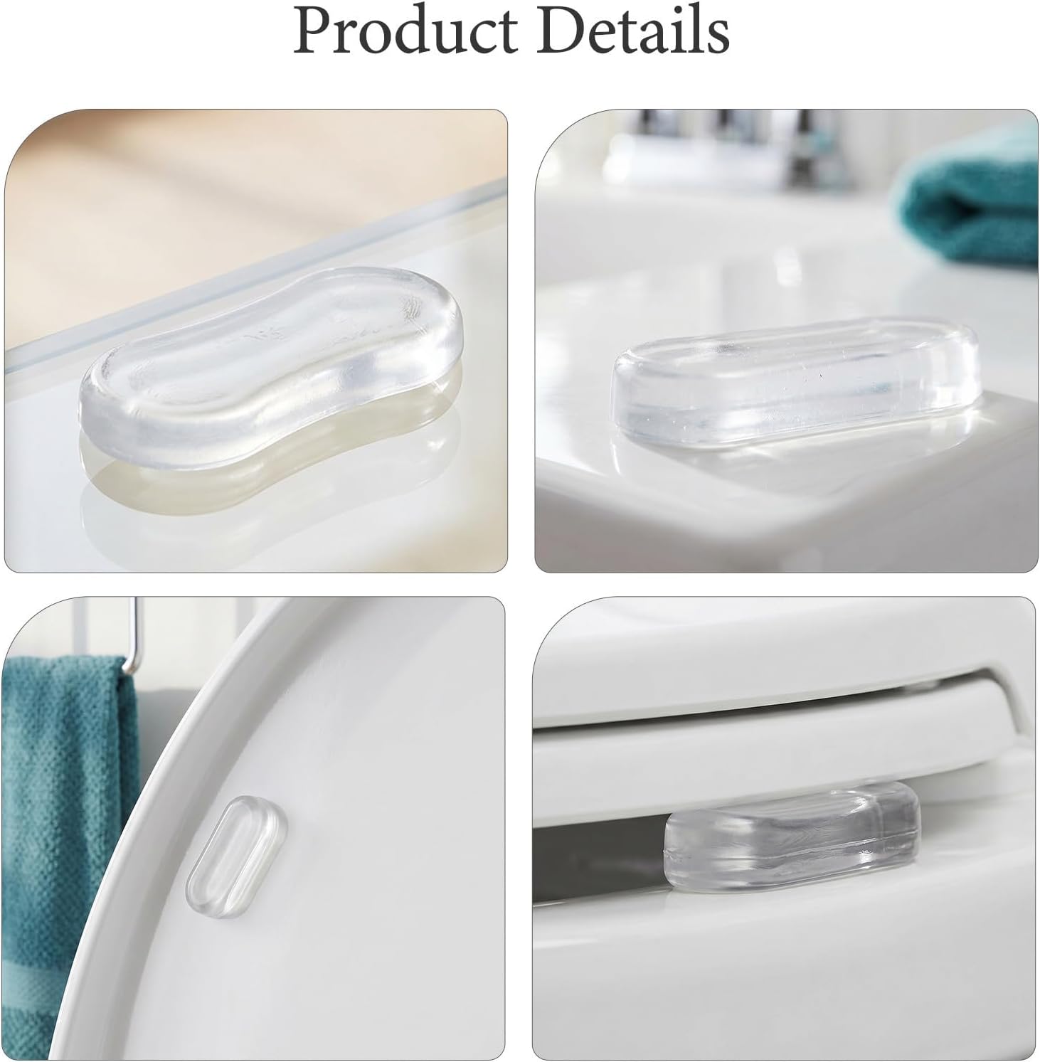 40pcs Adhesive Toilet Seat Bumpers Silicone Cushioning Pads for Preventing Seat Wobble for Bathroom Use