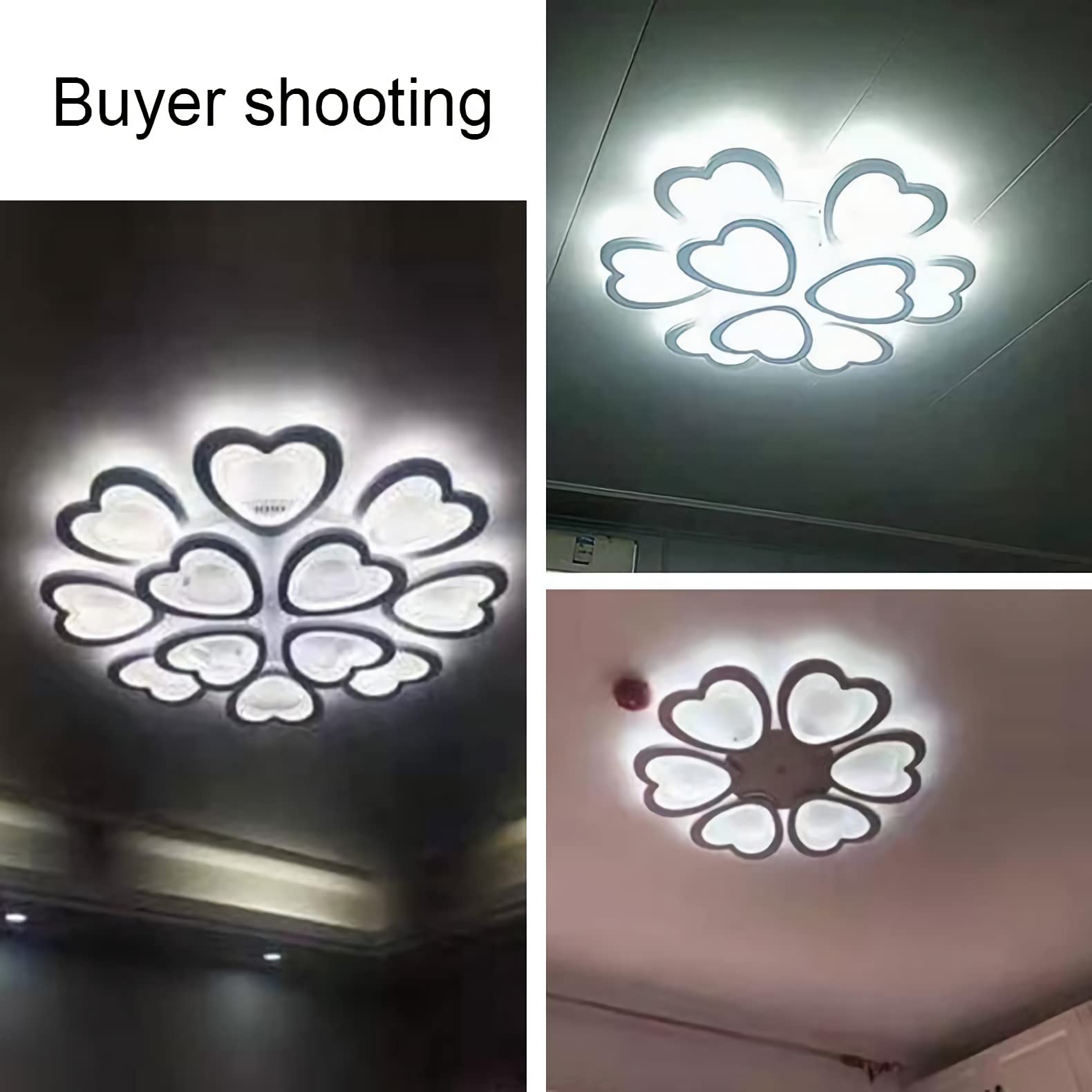 Nowoczesna lampa sufitowa do montażu podtynkowego, ściemniana lampa sufitowa LED w kształcie kwiatu z pilotem, metalowy żyrandol akrylowy do jadalni sypialnia wystrój salonu (biały), miłość 85x12cm