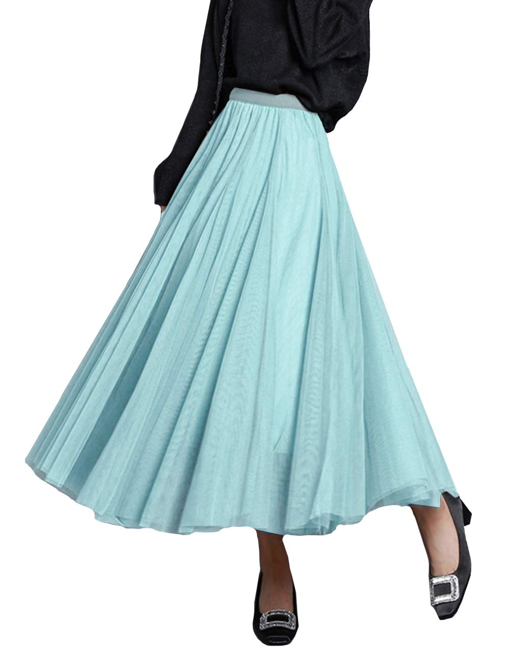 FEOYAWomen's Casual Petticoat A-Line Tulle Skirt Elegant Tiered and Pleated Vintage Skirt Swing Skirt