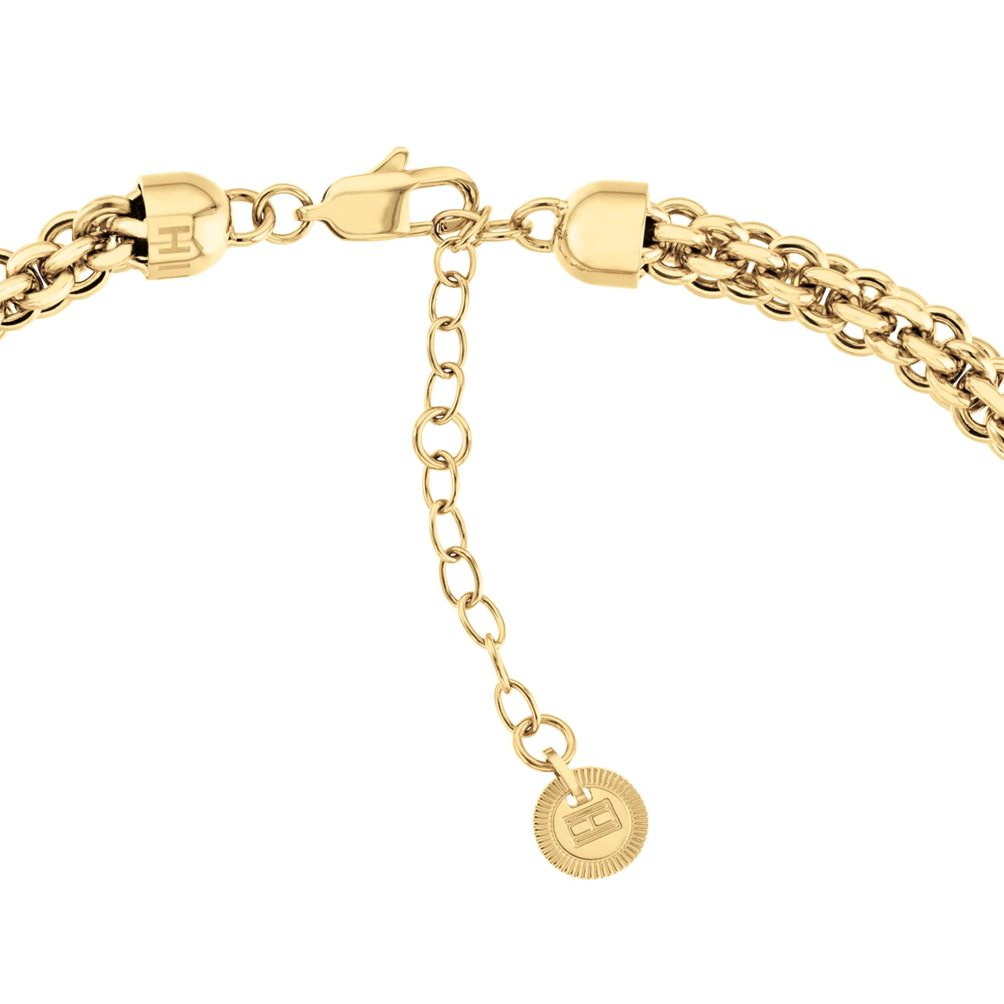 Tommy Hilfiger Joyería para Mujer: Pulsera de Cadena de Acero Inoxidable Chapada en Oro de 23K y Collar a Juego