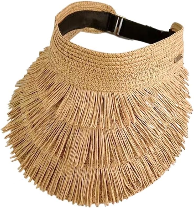 JSEIAJB Visor Hats for Women Ladies Big Brim Beach Hat Sun Hats UV Protection Raffia Visor Hat