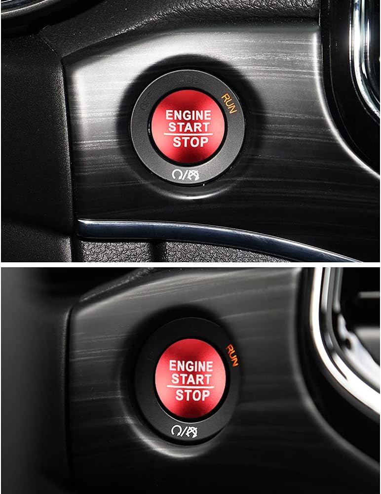 LECART Engine Start Stop Button Cover for Jeep Cherokee/Grand Cherokee 2014-2021 Auto Interior Decor Accessories Red Trim Stickers