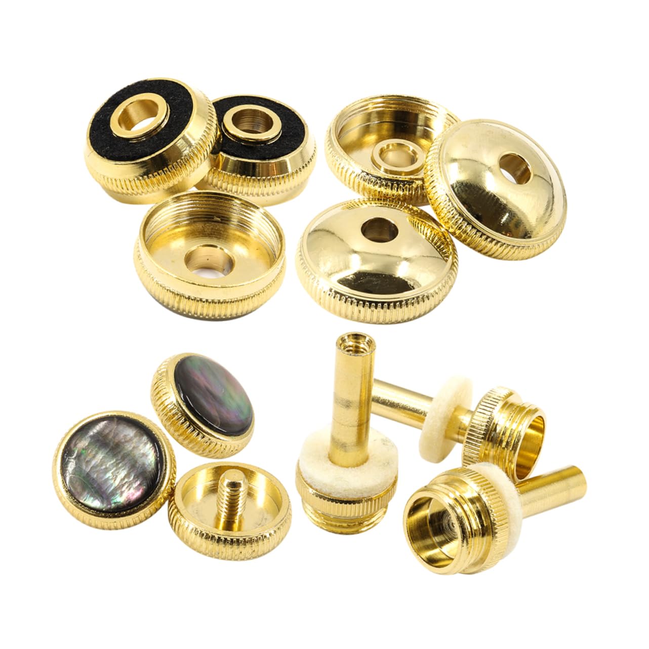 Set de Accesorios para Trompeta Dorados de Metal Diseño Compacto y Fácil de Almacenar para Músicos, Incluye Botones de Presión Resistentes para Reparación