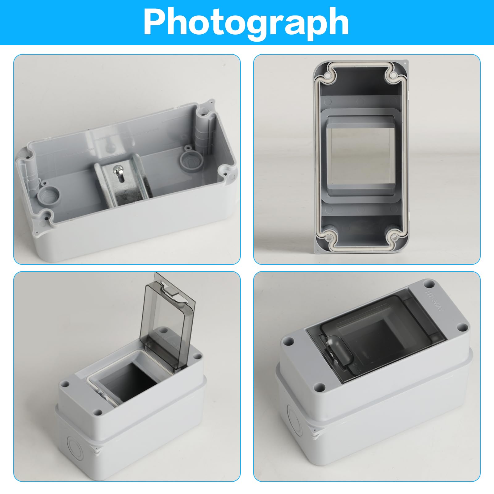 Caja de Distribución Estanca Exterior Electrónica IP65, Caja Cuadro Electrico de Superficie 5 Modulos, 5 Vías Caja de Fusibles Eléctrica de Plástico (2 piezas de 3 vías)