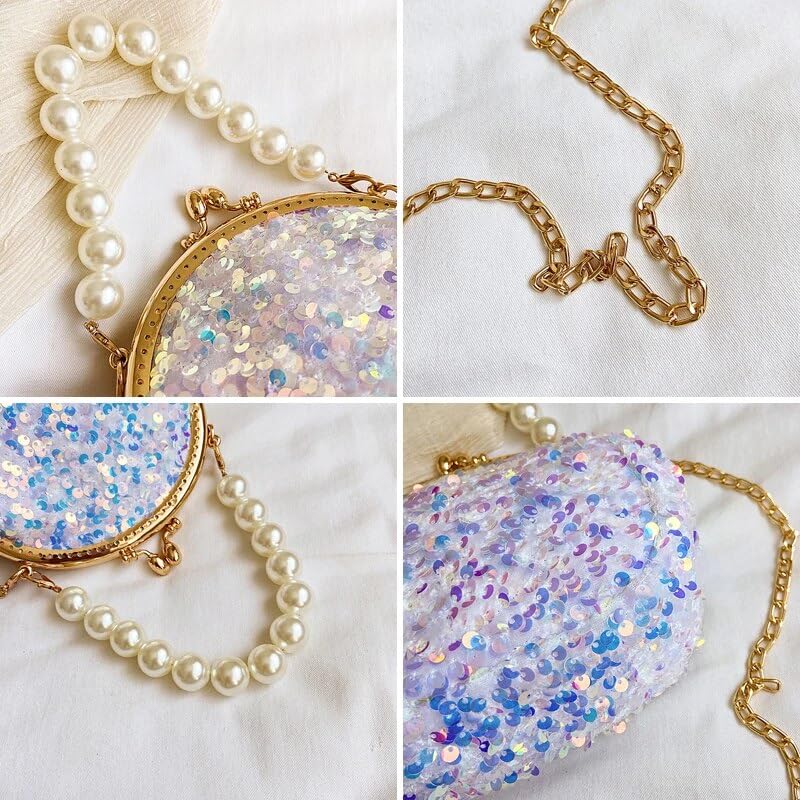 Bolso de Mano con Perlas para Fiesta, diseño Moderno, para Mujer, Bandolera con Cadena, para Boda, de Noche (Negro)