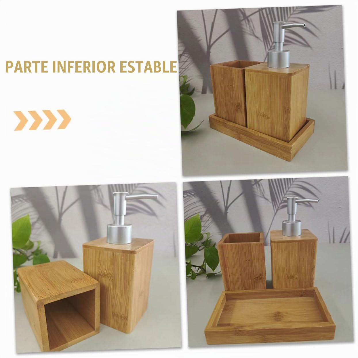 Yardenfun Juego De Accesorios De BañO De Bambú con Dispensador De JabóN Portacepillos Y Vaso Kit Completo para OrganizacióN Y Uso Diario En Hogar Y BañO