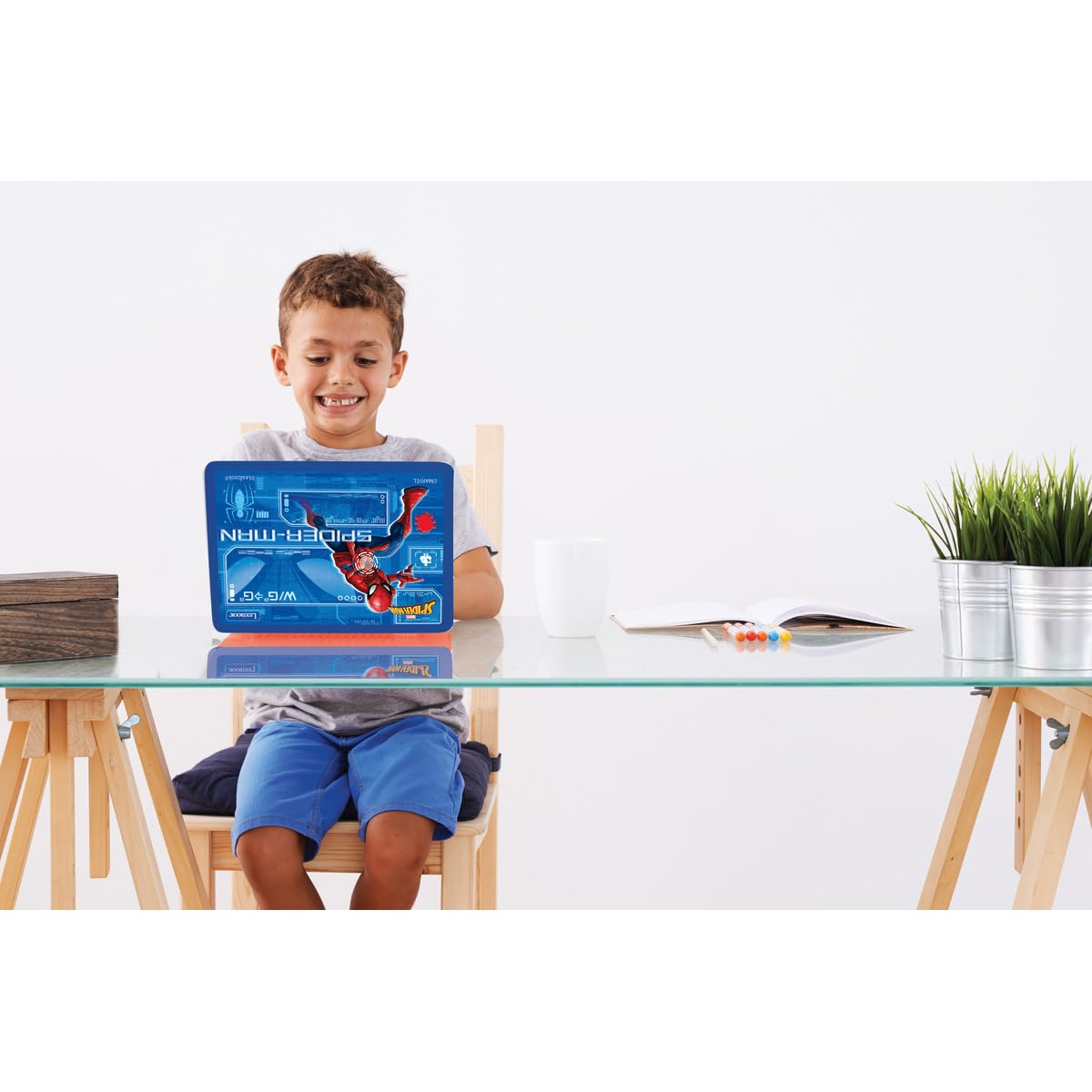 Lexibook Spider-Man - Ordenador portátil Educativo bilingüe (130 Actividades de Aprendizaje, matemáticas, Idiomas, lógica, Juegos y música, JC798SPi1LXB