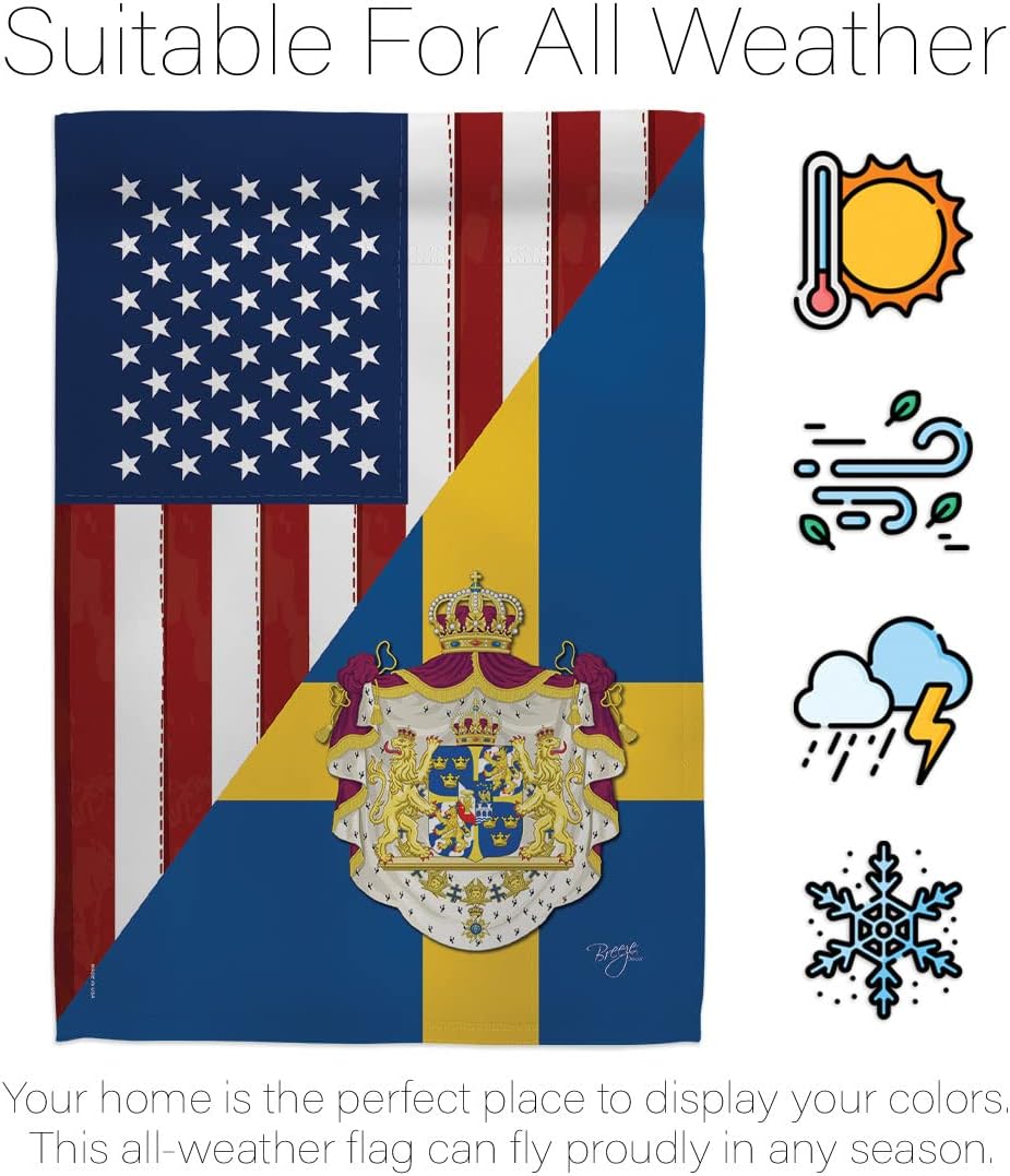 Breeze Decor FS-G-108385-IP Regional American Alliance World Country Particular Area US Sweden Friendship, Made in USA