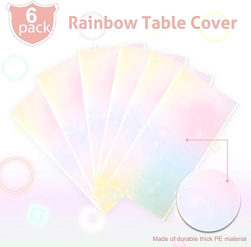 Miniatura 4 de Manteles de arcoíris pastel, desechables, impermeables, de plástico, para decoraciones de fiestas, cumpleaños, bodas, suministros de despedida de