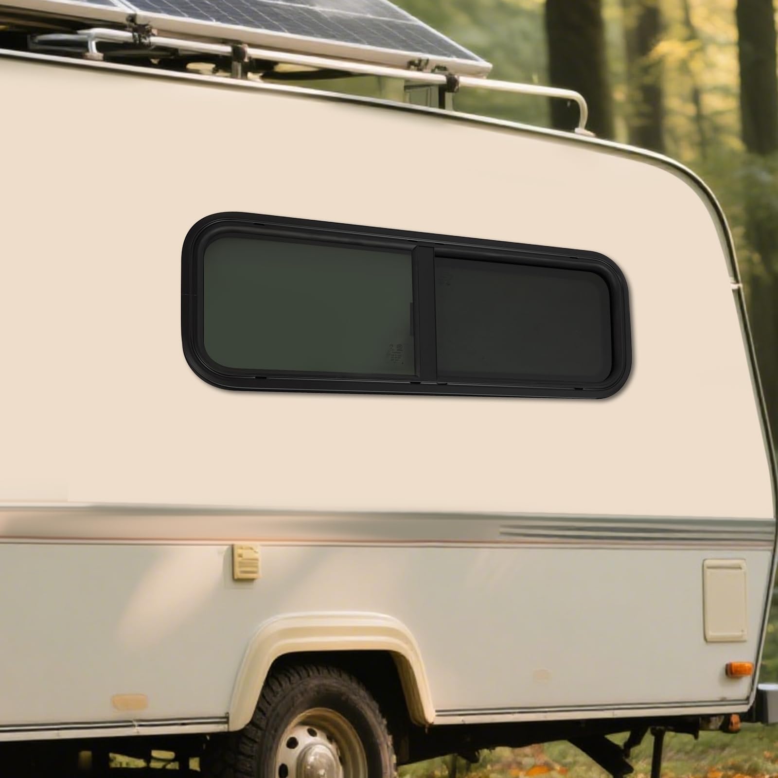 900x300mm Finestra per camper con finestra scorrevole con zanzariera, nero, telaio in alluminio, universale per camper, roulotte, roulotte Airstream, furgone