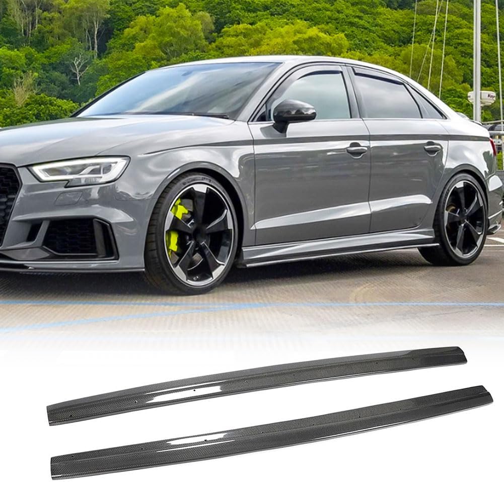 Carbon Fiber Side Skirts Compatible with Audi A3 Sline S3 RS3 8V 2014-2023 Side Skirt Extension Running Boards Anti-Collision Body Kit, Car Styling Accessories