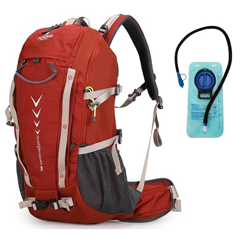 Aoking, backpack for hiking/climbing, 40L, YJN79807+water bladder 2 liters, standard elements: removable airflow mesh board, waterproof, SOS whistle, rain cover