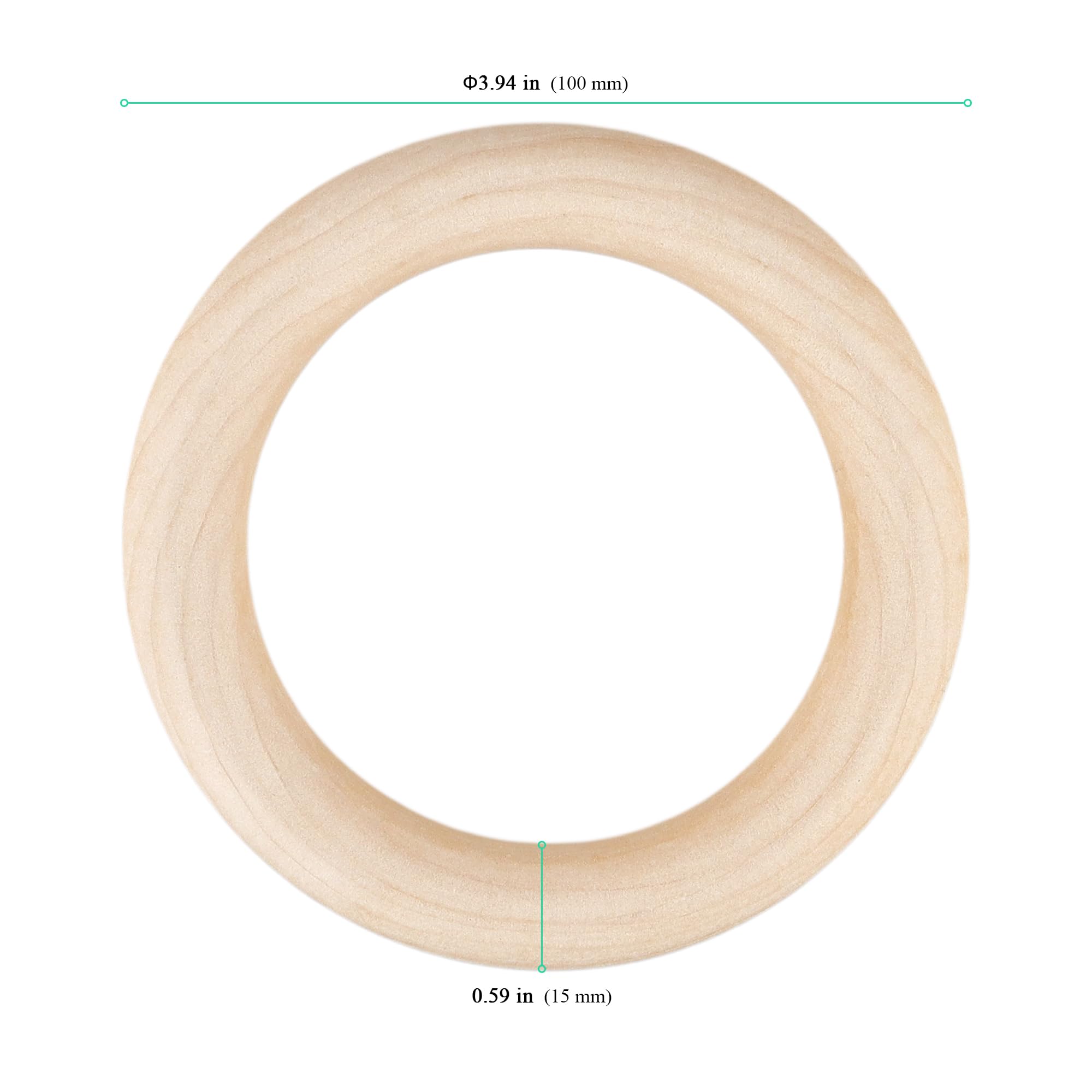 50 anelli in legno da 10,2 cm, anelli in legno grezzo per fai da te, macramè, decorazioni per la casa,