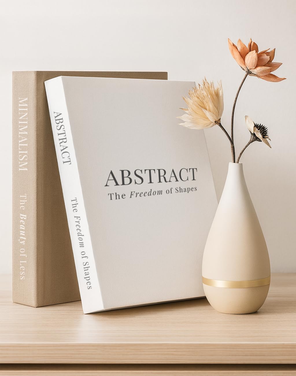 VEOJEIN Aesthetic Decorative Books - Set of 2 Stylish Fake/Faux Book-looking Decor, For Coffee Table, Living Room, Shelf, Office. Hidden Storage Compartment and Hardcover Journal, Abstract/Minimalist