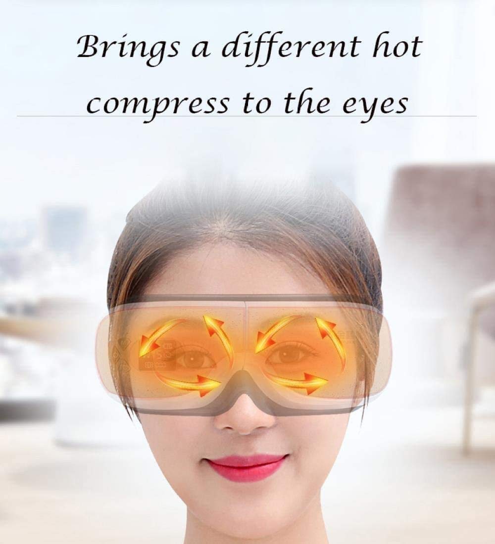 Masajeador de ojos con calor, alta frecuencia Vibración de aire compresión de aire Bluetooth Música recargable Masajeador de la terapia de los ojos para aliviar la cepa de ojos Círculos Oscuros