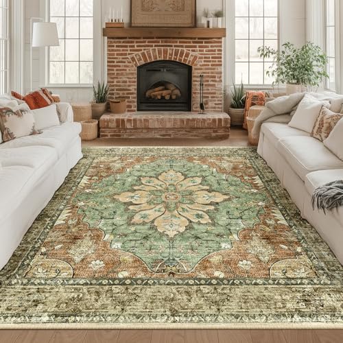 8ft Washable Non-Slip Floral Area Rug