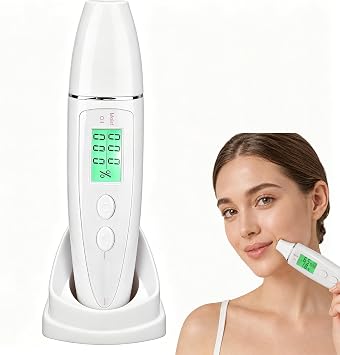Skin Hydration Tester Skin Pen Smart Display Skin Care Portable Digital Skin Detector Pen Corneometer for Home Beauty Salon White