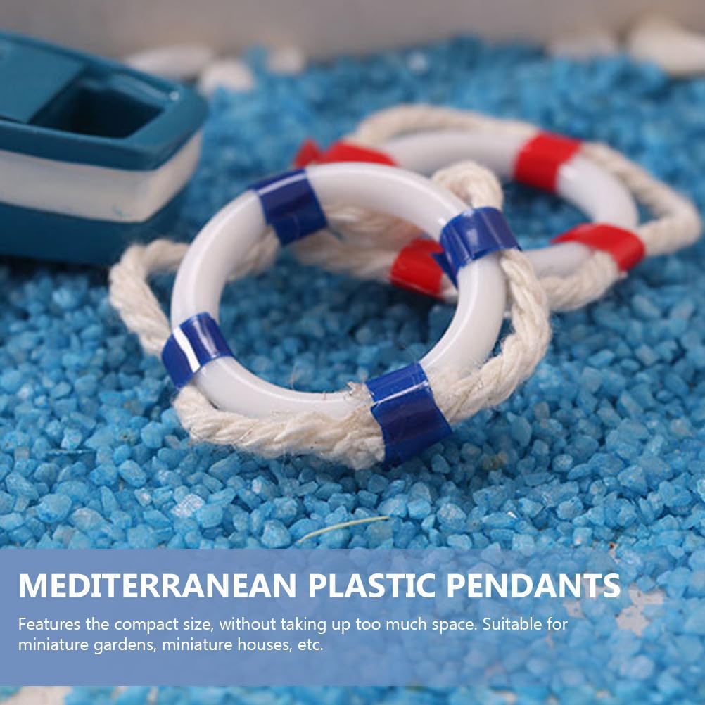 HOMSFOU 5pcs Mini Life Ring Mini Swim Ring Buoy Nautical Decor Micro Landscape Lifebuoy Mediterranean Dollhouse Decoration