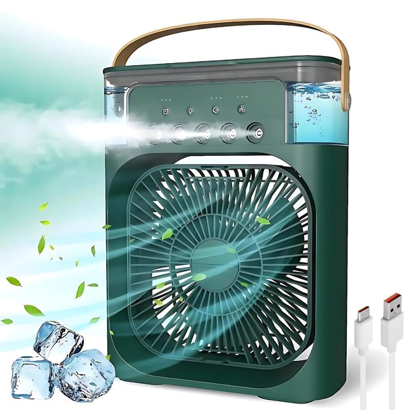 Image of Xapiaxa Portable Mini Air Cooler Fan with Water Tank & USB Power - Mini Personal Evaporative Cooler with 3 Speeds, Mist Humidifier, LED Light, Quiet Cooling for Home, Office, Bedroom-Multicolor (G-1)