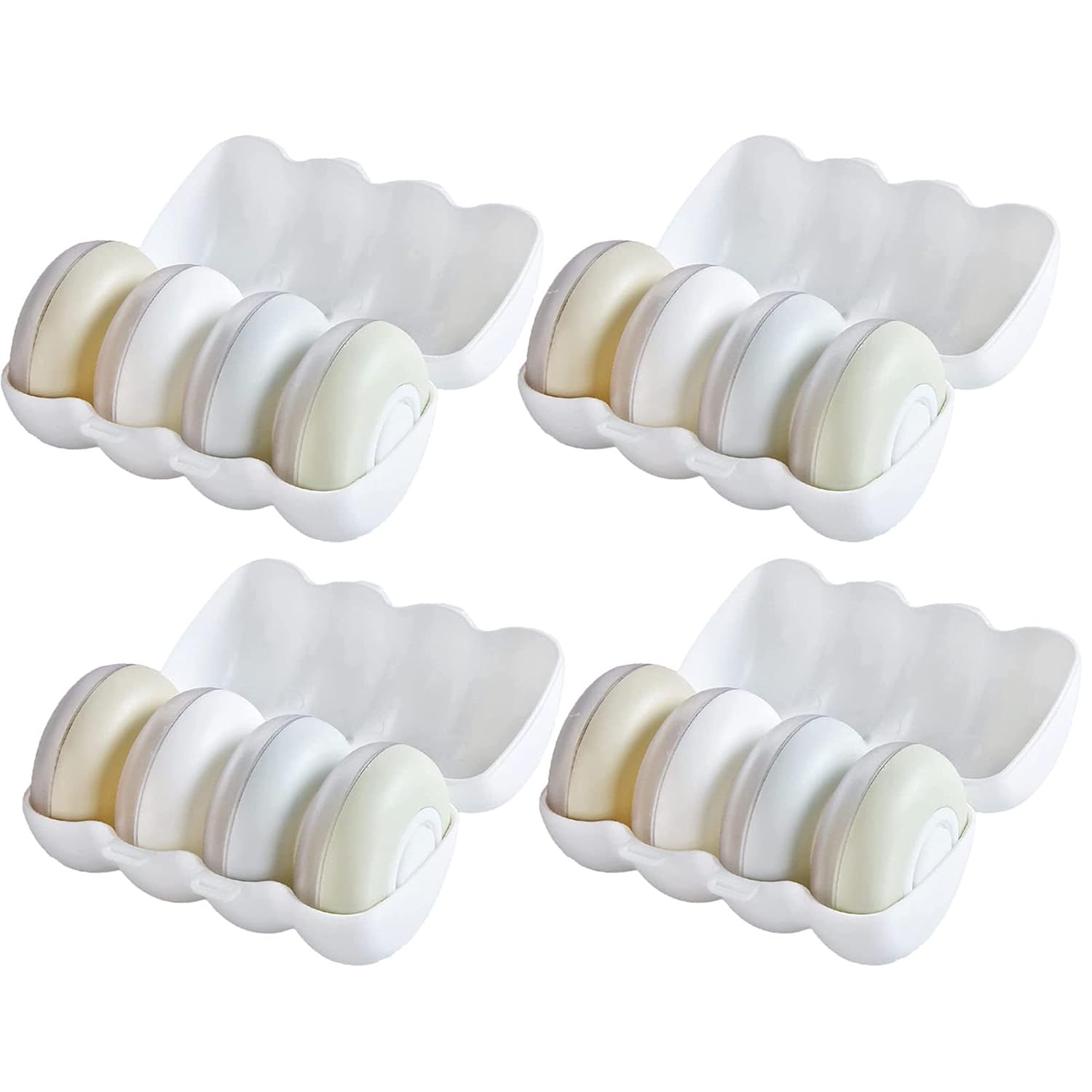 Collapsible Travel Bottles Dispenser Pods Pack, Round Liquid Emulsion Storage Box Dispenser Container (4 Pack)