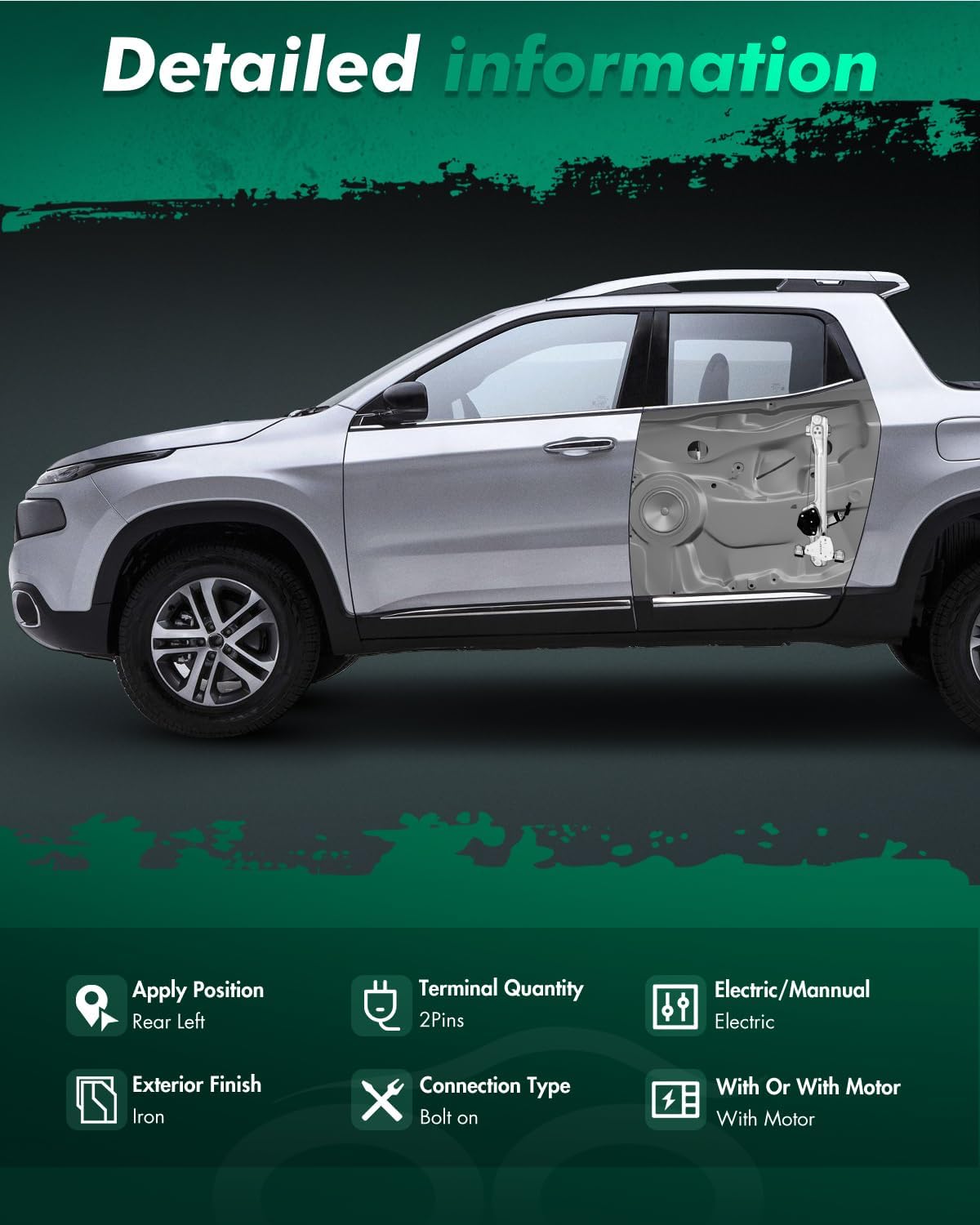 SCITOO Power Window Regulator and Motor fit for 2016 2017 2018 2019 2020 for Cadillac Escalade Rear Left Side 751-062