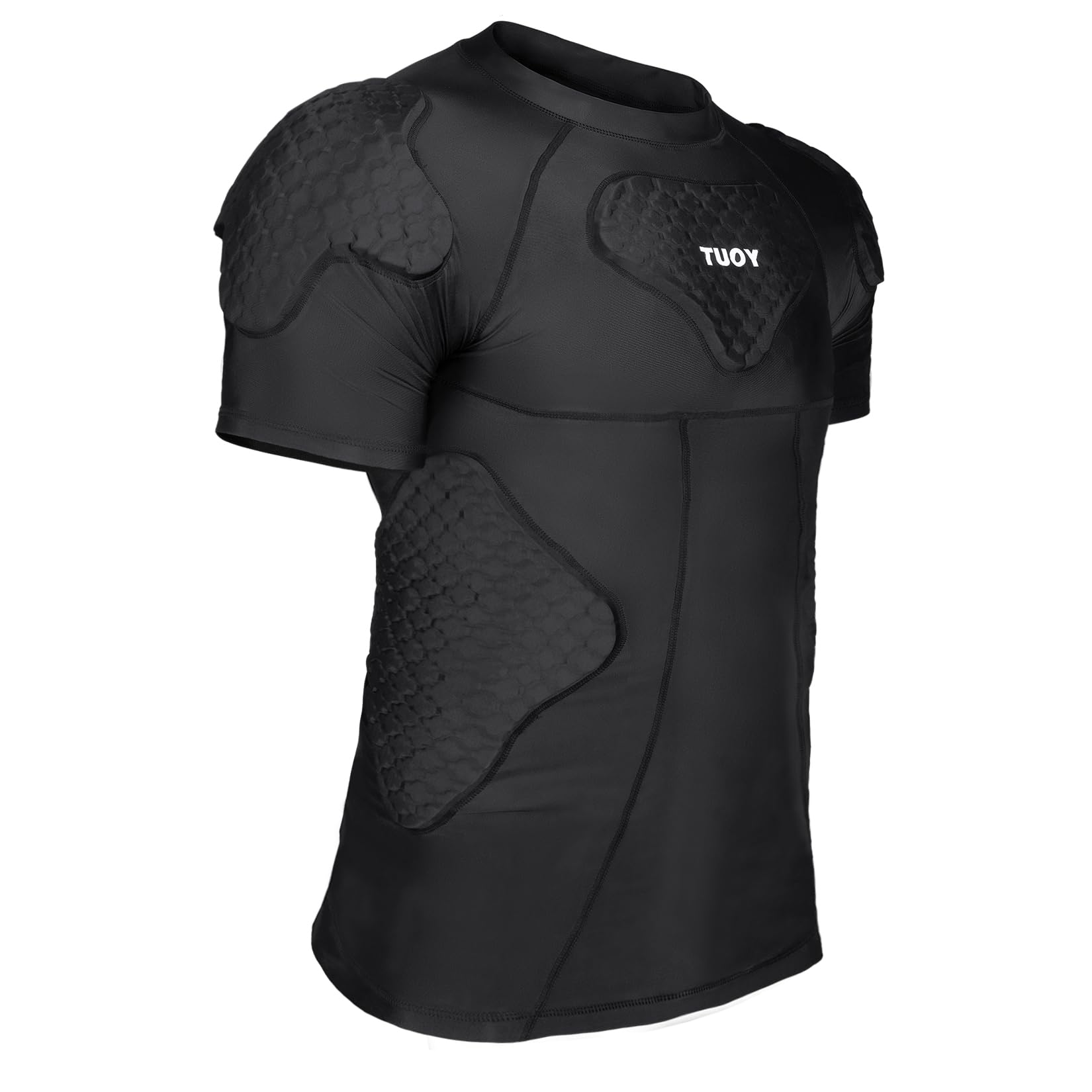 T-shirt de compression rembourré avec protection des épaules pour homme, haut de protection pour la poitrine, football, paintball, baseball