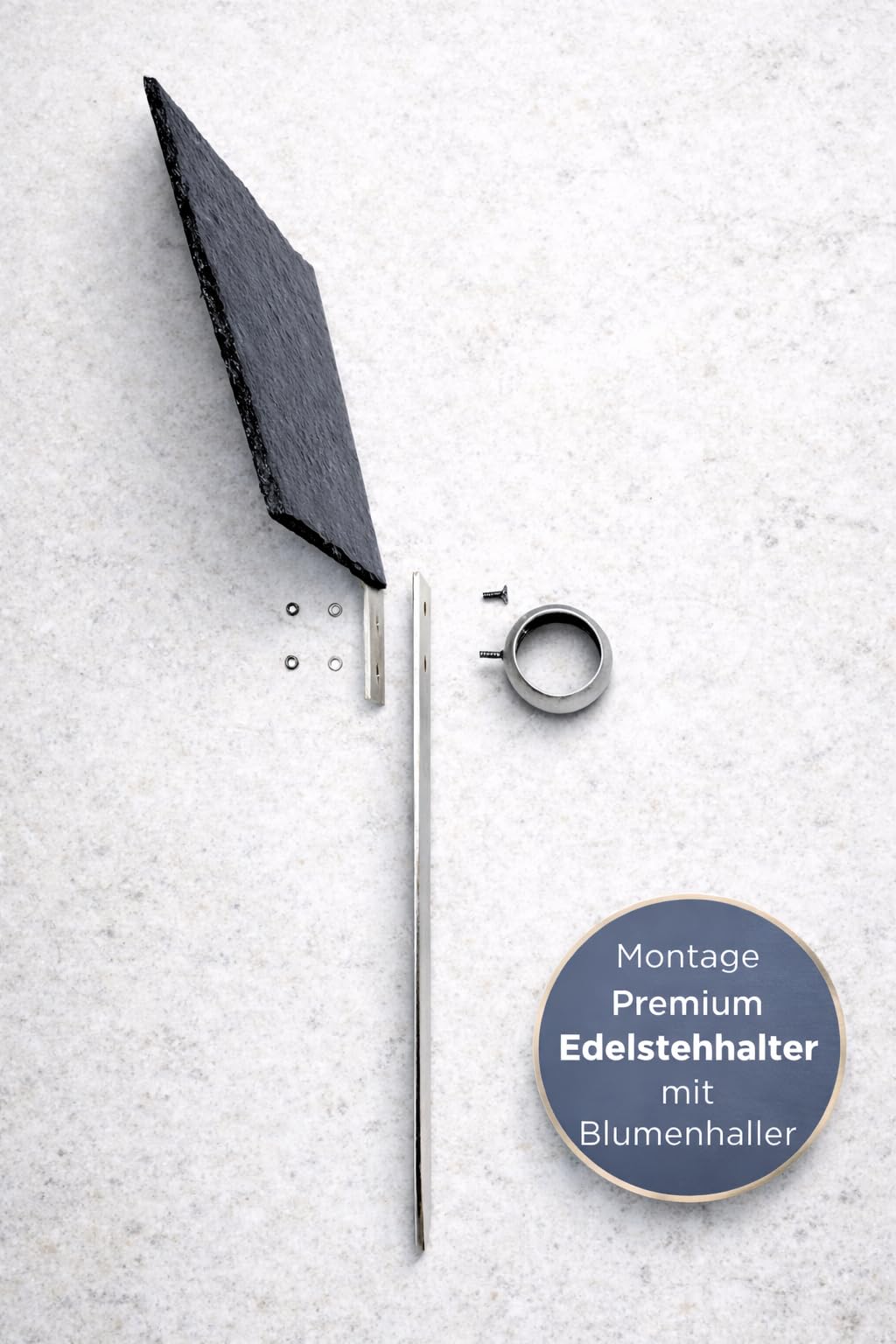 Grabstein Urnengrab - Grabplatte aus Premium Schiefer mit witterungsbeständiger Lasergravur | 30x20cm Menschen oder Haustiere | kostenlose Gravur mit exlusiven Edelstahlhalter
